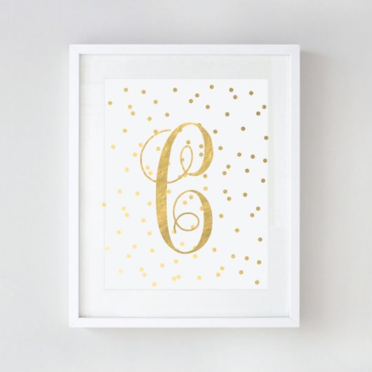 Custom Initial Polka Dot Gold Foil Print (Front)