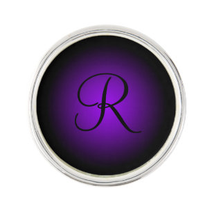 Custom initial purple black fade lapel pin