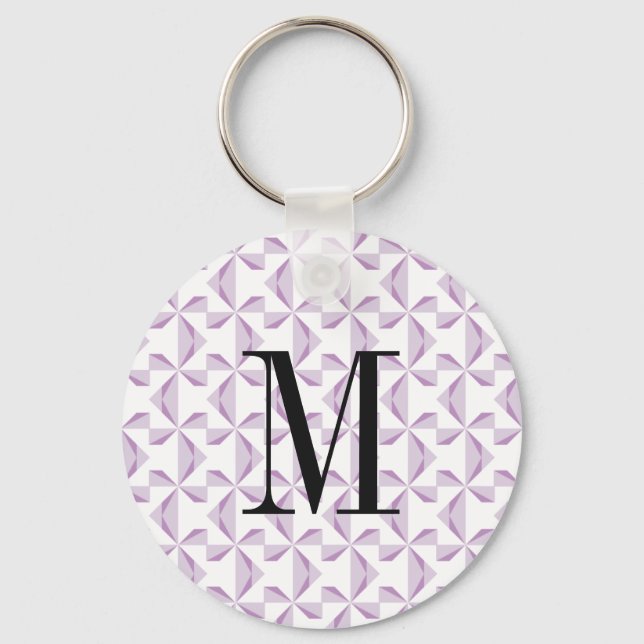 Custom Initial Purple Pinwheels Keychain (Front)