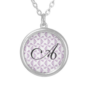 Custom Initial Purple Pinwheels Silver Plated Necklace