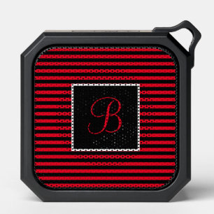 Custom Initial Red and Black Striped Bluetooth Speaker