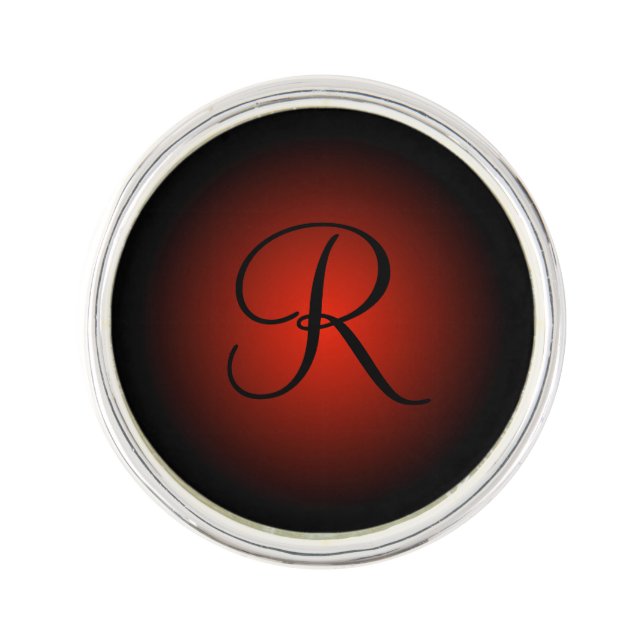 Custom initial red black fade lapel pin (Front)