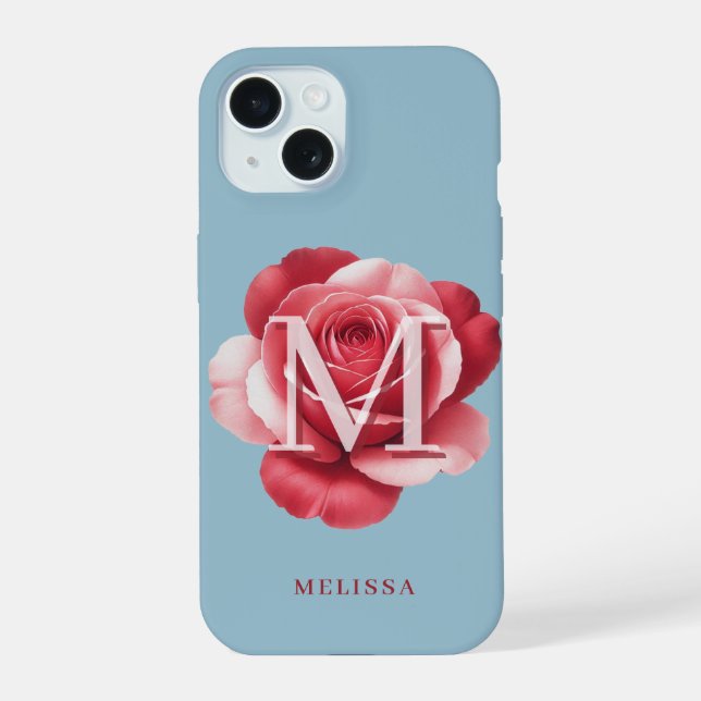 Custom Initial Rose iPhone Case | Modern Floral  (Back)