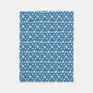 Custom Initial Rubber Duck Pattern Blue Baby Kid Fleece Blanket