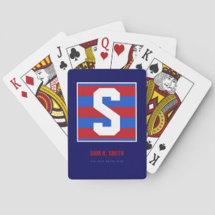 custom_initial S, name + text, striped monogram Poker Cards