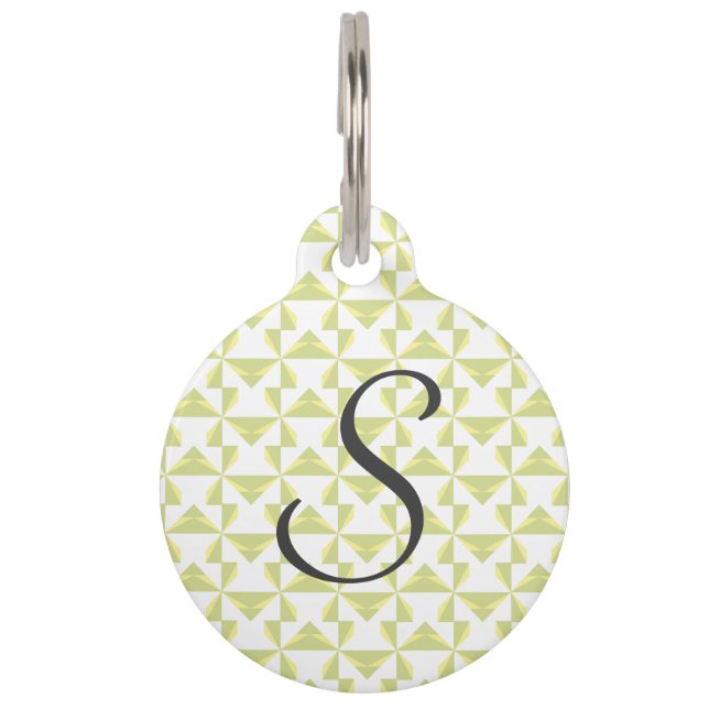 Custom Initial Sage Pinwheels Pet ID Tag (Front)