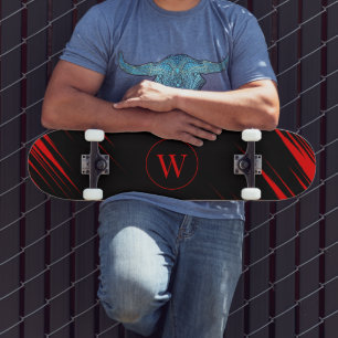 Custom Initial Skateboard with Red and Black Sport