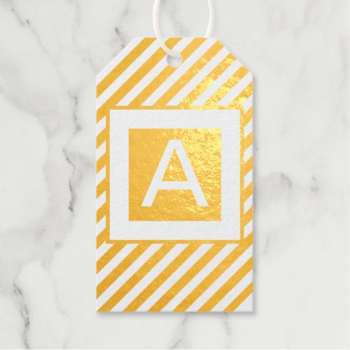 CUSTOM INITIAL STRIPED REAL FOIL GIFT TAG SET