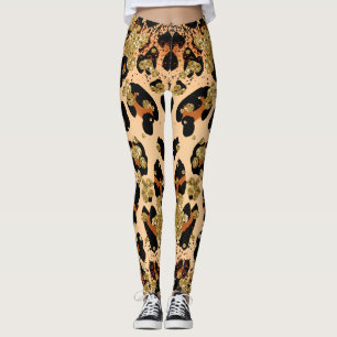 Custom Initial Stylish Gold Leopard High Waisted Leggings