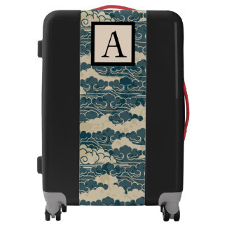CUSTOM INITIAL SUITCASE JAPANESE CLOUD PATTERN