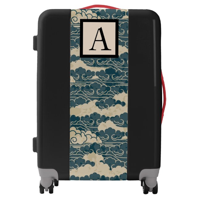 CUSTOM INITIAL SUITCASE JAPANESE CLOUD PATTERN (Front)