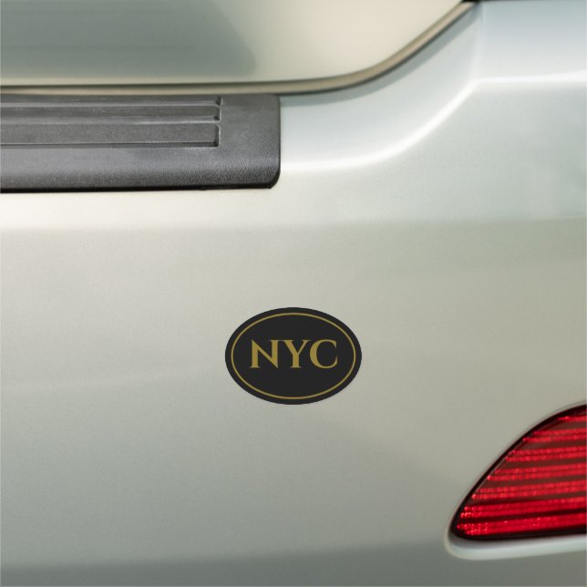 custom initial Town or City Euro Oval Car Magnet (In Situ)