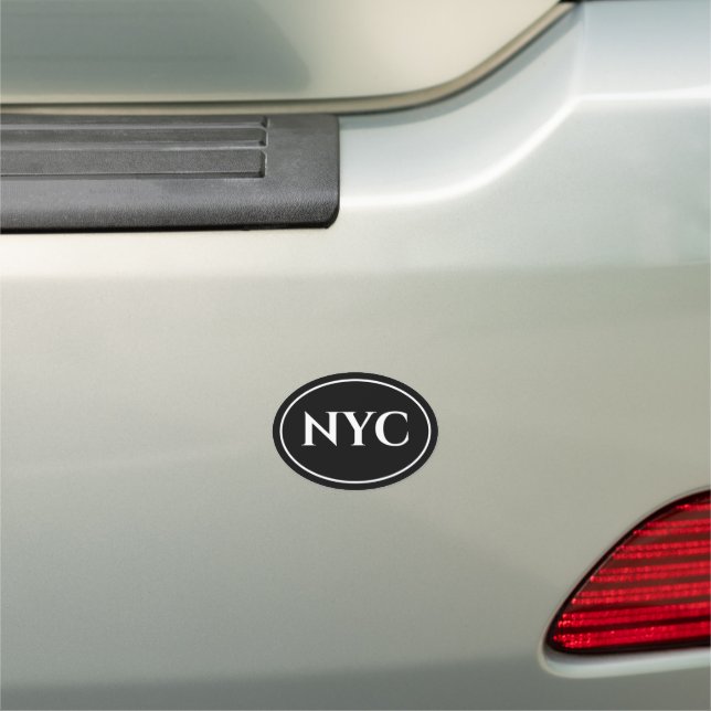 custom initial Town or City Euro Oval Car Magnet (In Situ)