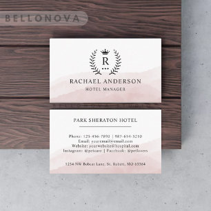 Custom Initial & White Black Pink Monogrammed Business Card