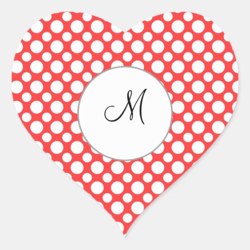 Custom Initial White Polka Dots on Red Sticker