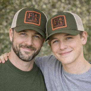 Custom Initials and Name Dad Hat, Father and Sons Leather Patch Hat