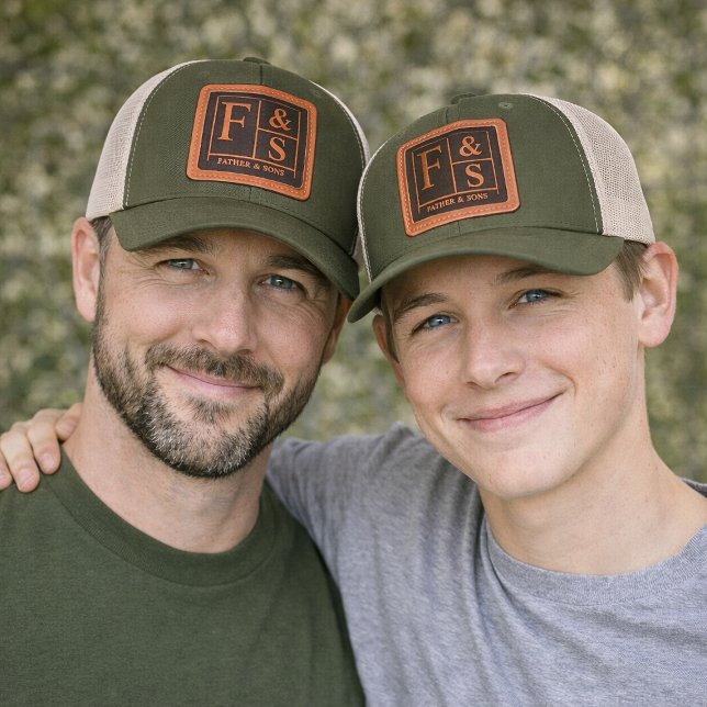 Custom Initials and Name Dad Hat, Father and Sons Leather Patch Hat (Custom Initials and Name Dad Hat, Father and Sons Leather Patch Hat)