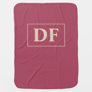 Custom Initials Burgundy With Vanilla Initials Baby Blanket