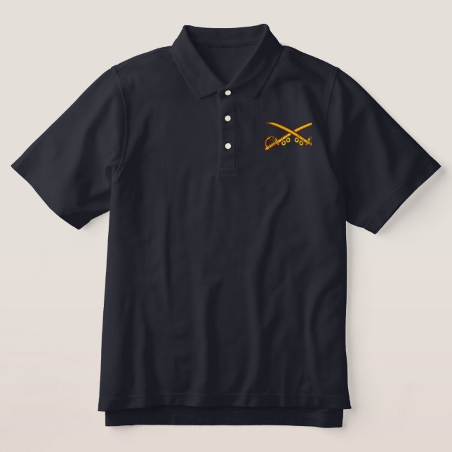Custom Initials Cavalry Crossed Sabers Polo (Design Front)