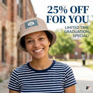 Custom Initials & Class of 2026 Nautical Striped Bucket Hat