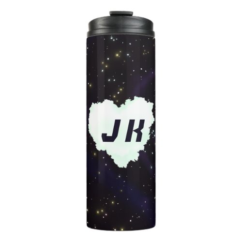 Custom Initials Cloud Heart Starry Outer Space Thermal Tumbler