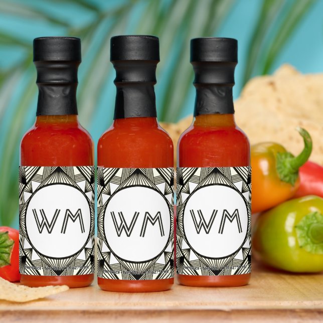Custom Initials Elegant Manly Black Chic Art Deco  Hot Sauces (Multi)