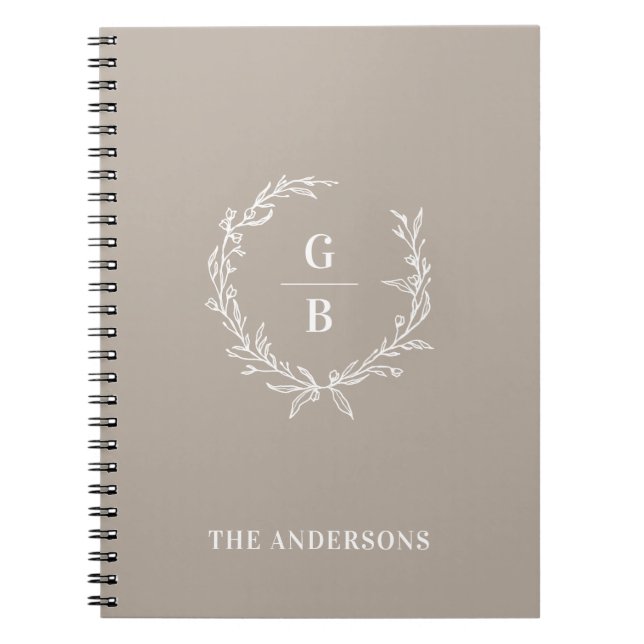 Custom Initials Elegant Monogram Family Notebook (Front)