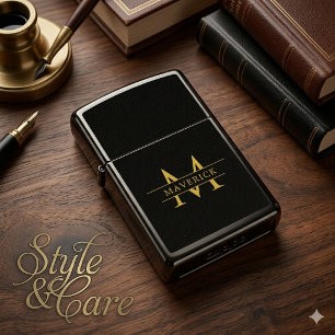 Custom Initials Engraved Stylish Zippo Lighter