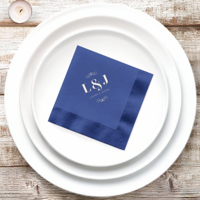 Custom Initials Foil Stamped Napkins for Weddings  (Inisitu)