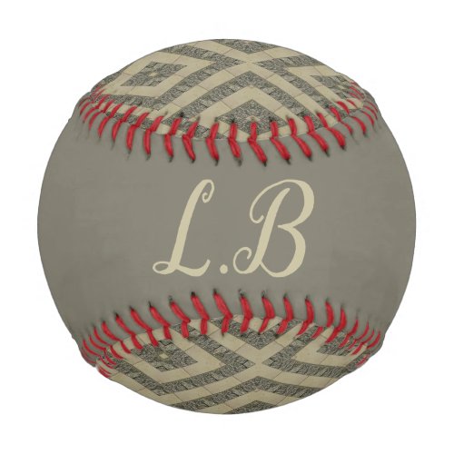 Custom initials gray brown pave bricks pattern baseball