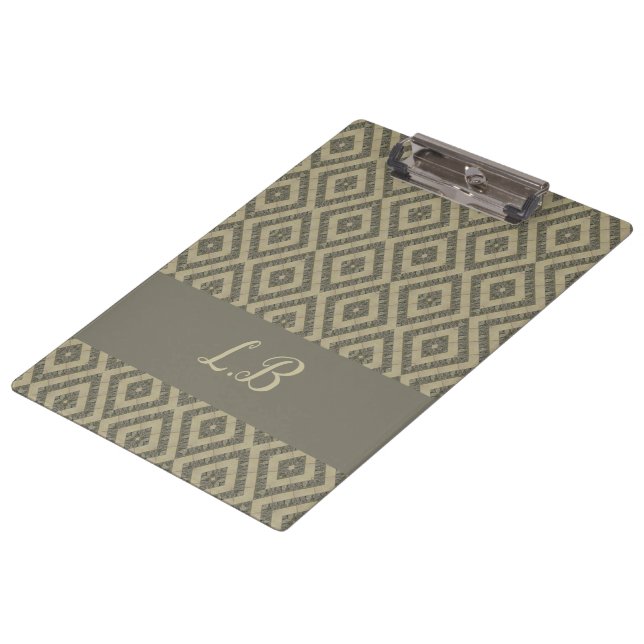 Custom initials gray brown pave bricks pattern clipboard (Angled)