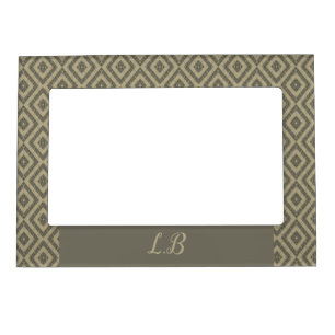 Custom initials gray brown pave bricks pattern magnetic frame