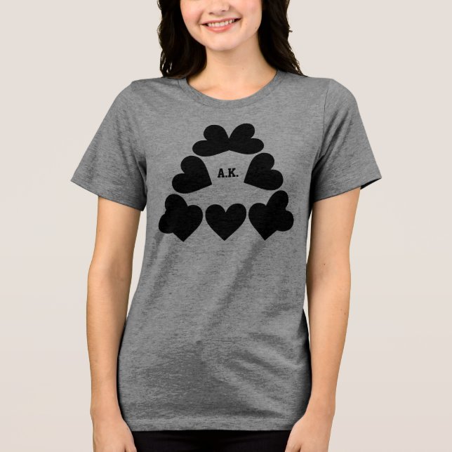 Custom Initials Heart Triangle Ladies Tri-Blend Shirt (Front)