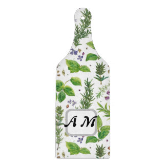Custom initials Herbs seamless pattern Cutting Board
