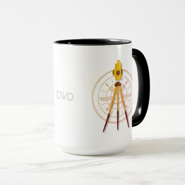 Custom Initials Land Surveyor Compass Mug (Front Right)