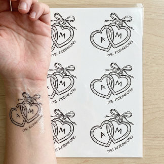 Custom Initials Linked Hearts Temporary Tattoos