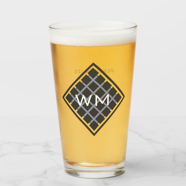 Custom Initials Modern Elegant Manly Chic Black Glass (Front Filled)