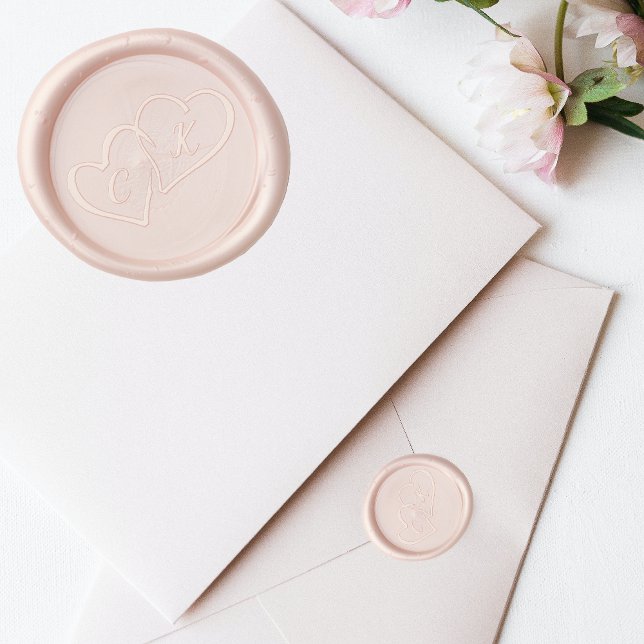 Custom Initials Modern Hearts Wedding  Wax Seal Stamp (Custom Initials Modern Hearts Wedding Wax Seal Stamp)