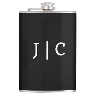 Custom Initials Monogram Minimalist Modern Flask