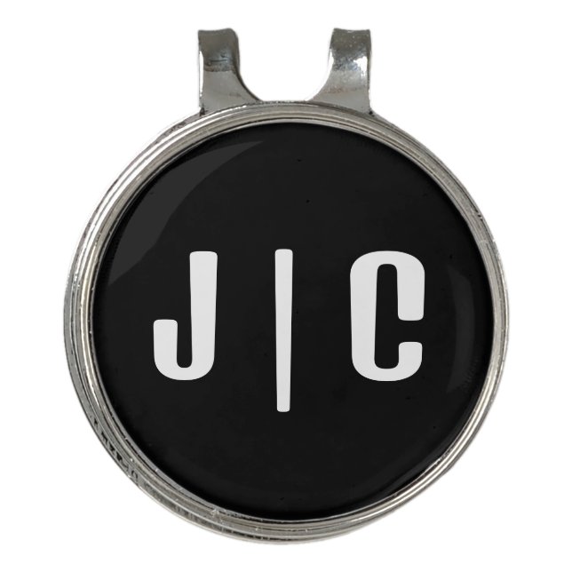 Custom Initials Monogram Minimalist Modern Golf Hat Clip (Front)