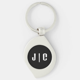 Custom Initials Monogram Minimalist Modern Keychain