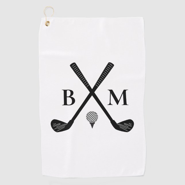 Custom Initials Monogrammed Golf Clubs Modern Golf Towel (Front)