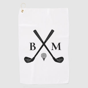 Custom Initials Monogrammed Golf Clubs Modern Towel