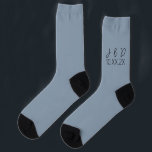 Custom Initials on Dusty Blue Wedding Socks<br><div class="desc">These custom socks feature a wedding theme. Initials of the couple being wed,  along with the wedding date,  are printed on the side of each sock over a dusty blue background.</div>