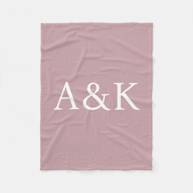 Custom Initials on Dusty Rose Mauve Fleece Blanket (Front)