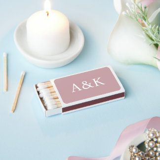 Custom Initials on Dusty Rose Mauve Wedding Matchboxes