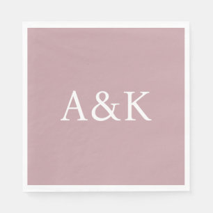 Custom Initials on Dusty Rose Mauve Wedding Napkins