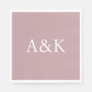 Custom Initials on Dusty Rose Mauve Wedding Napkins