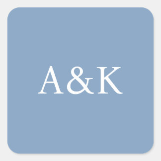 Custom Initials on Dusty Slate Blue Wedding Square Sticker