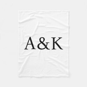 Custom Initials on White Fleece Blanket